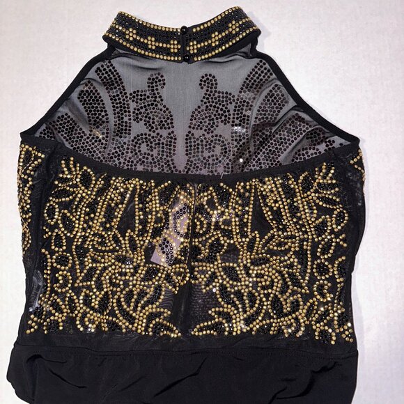 Venus Black Sparkle Choker Neck Halter Top Bodysuit Womens Large NWT - Picture 6 of 10